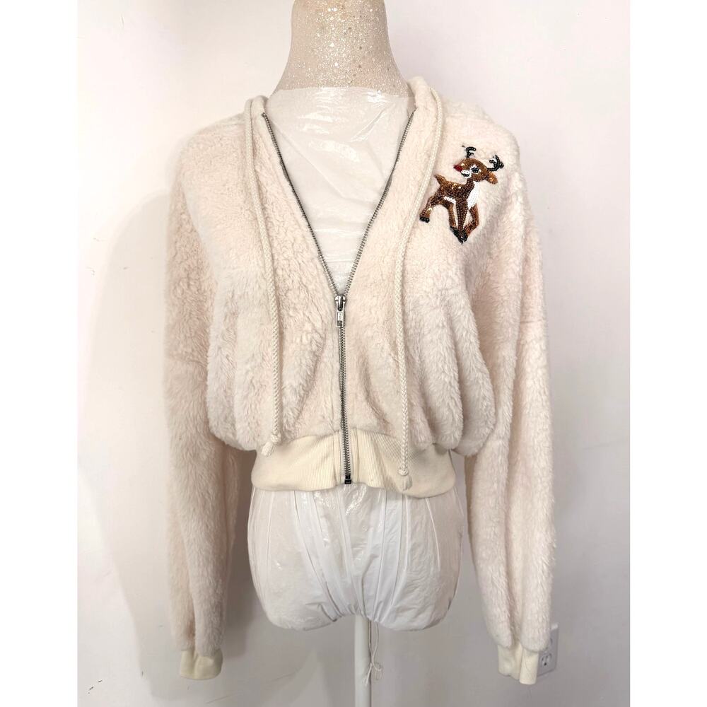 No Boundaries Sherpa Zip Hoodie sz‎ S Y2k holidaycore festive Y2K softgirl